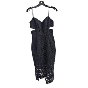 NWT Nicholas Mini Eyelet Cut Out Perforated Sheath Cocktail Dress Black Size 4